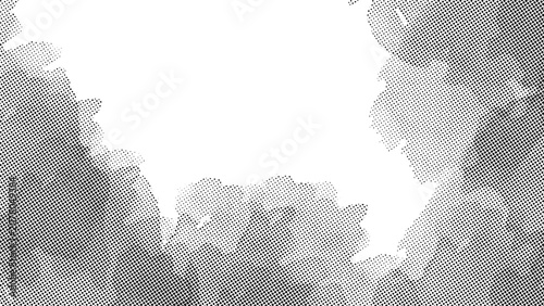 Black and white halftone screen texture background as transparent object