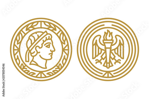 Slika na platnu Ancient Roman Coin Emblem Set