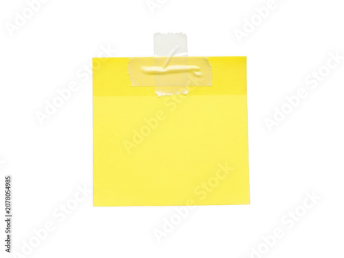Yellow sticky note paper attached with adhesive tape