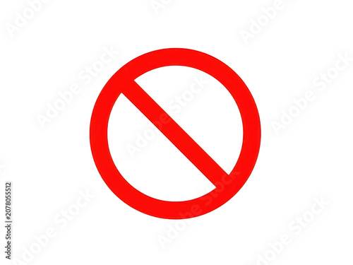 Red circle prohibition sign isolated on white background