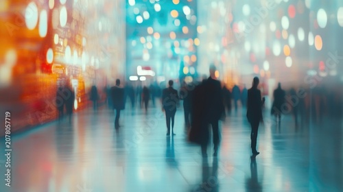 Blurred figures in a busy urban night