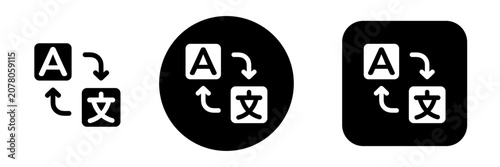 Obraz na płótnie Language translation icon set in button style with translate symbol