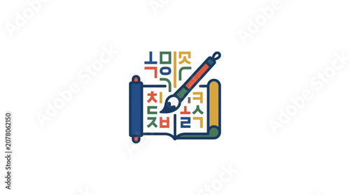 Foto Korean Alphabet Writing Education Concept