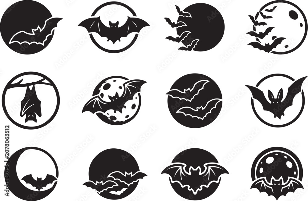 Obraz premium Haunted House Silhouette Collection with Spooky Halloween Vector Illustration Set