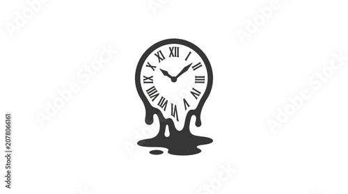 Vászonkép Melting Clock Icon - Surreal Time Concept