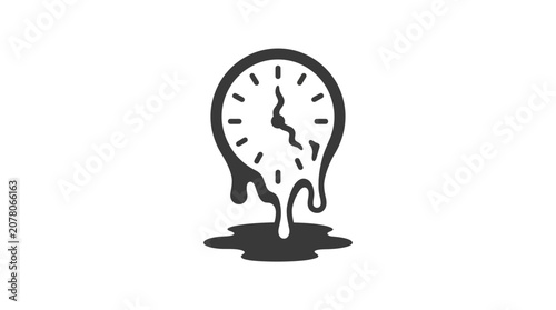 Bild auf Leinwand Melting Clock Icon - Surrealism, Time Distortion, Deadline Pressure Concept