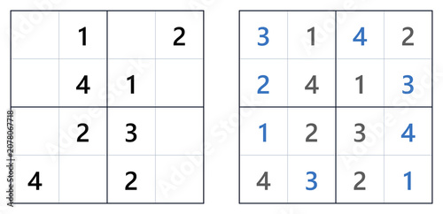 Photos Sudoku puzzle grid with numbers and a solved example