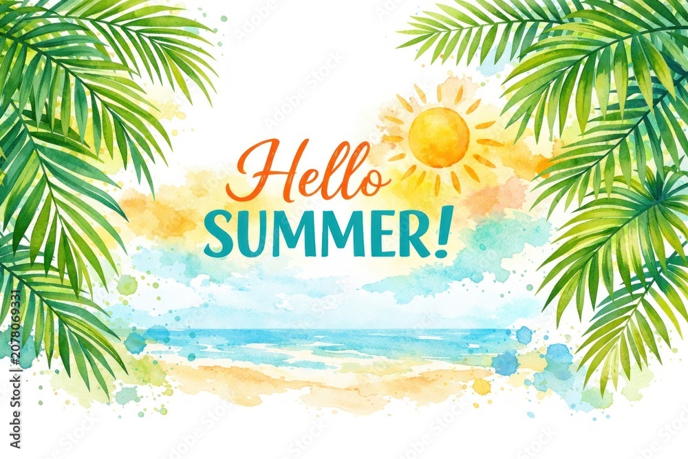 Obraz premium Vibrant tropical summer greeting