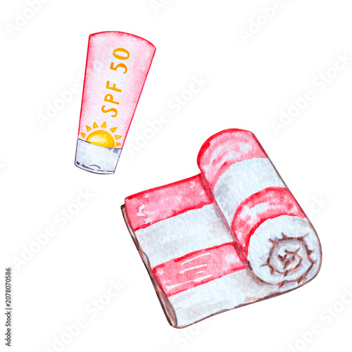 Summer Beach Watercolor Clipart Set
