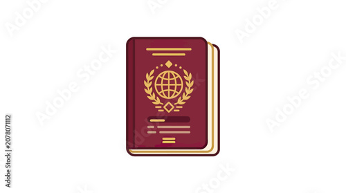 Minimalist International Passport Icon Illustration