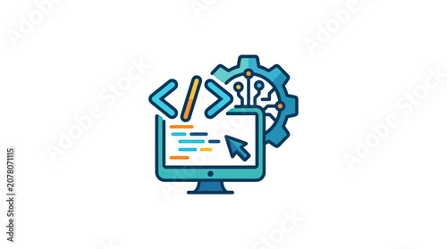 Software Development and Artificial Intelligence Coding Concept Icon
