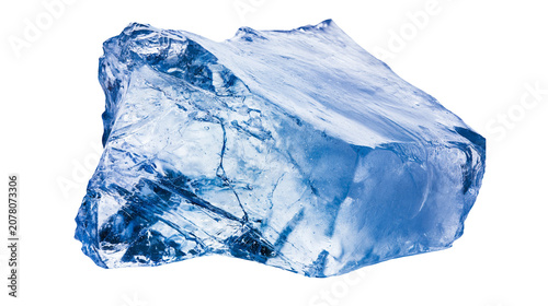 Quadro su tela Jagged blue ice chunk with internal fractures, isolated on transparent backgroun