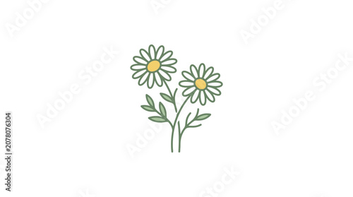 Simple Line Art Daisies - Minimalist Floral Illustration