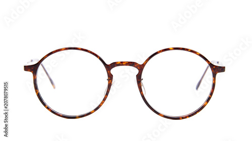 Canvastavla Round tortoiseshell eyeglasses with thin metal temples, isolated on transparent