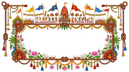 Vibrant hindu rath yatra celebration border design