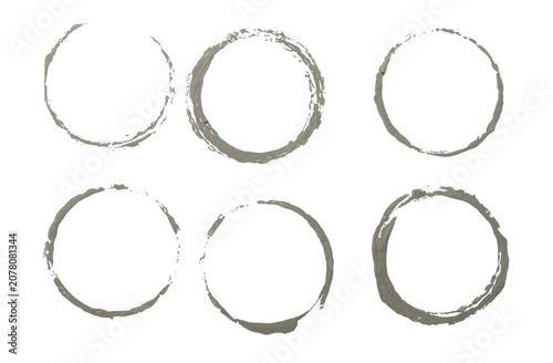 Set of real grey paint circle frames cut out