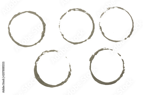 Set of real grey paint circle frames cut out
