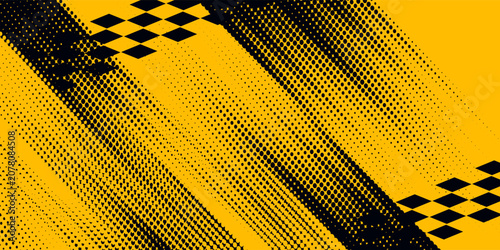Racing background, sports race banner with dynamic grunge checkered shape ideal for sport themed events, racing posters, promotional flyers, cover, presentation backdrop and social media, vector