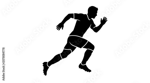 Billede på lærred Silhouette of a male runner in motion, athletic sprint, speed and power
