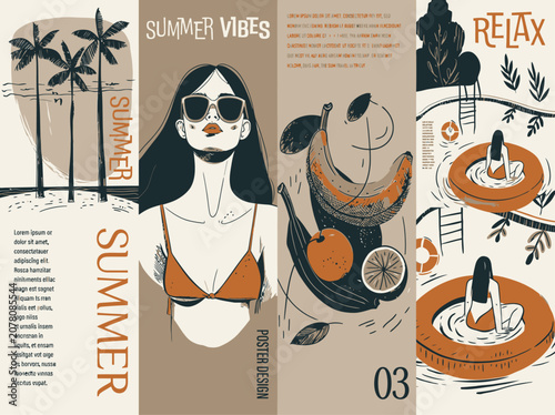 Summer Vibes A Collection of Illustrations Capturing the Essence of a Relaxing Beach Getaway