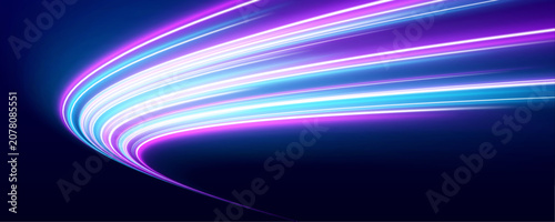 Εκτύπωση καμβά Radiant laser streaks move through abstract space with smooth glowing waves and luminous energy