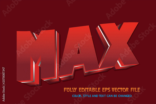 Max bold 3d text effect editable modern typography vector template.