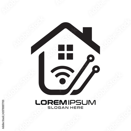 Smart Home logo for home automation and wireless connection technology Smart Home logo.