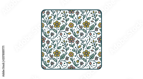 Seamless floral pattern, delicate flowers and leaves, vintage botanical design