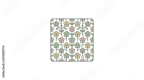 Seamless Floral Pattern with Pastel Flowers and Green Stems