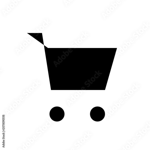 Close-up of a Black Shopping Cart Icon on White Background