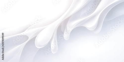 Abstract White Fluid Waves Background with Elegant Flowing Curves, Soft Luxury Silk Shapes and Minimal Modern Copy Space