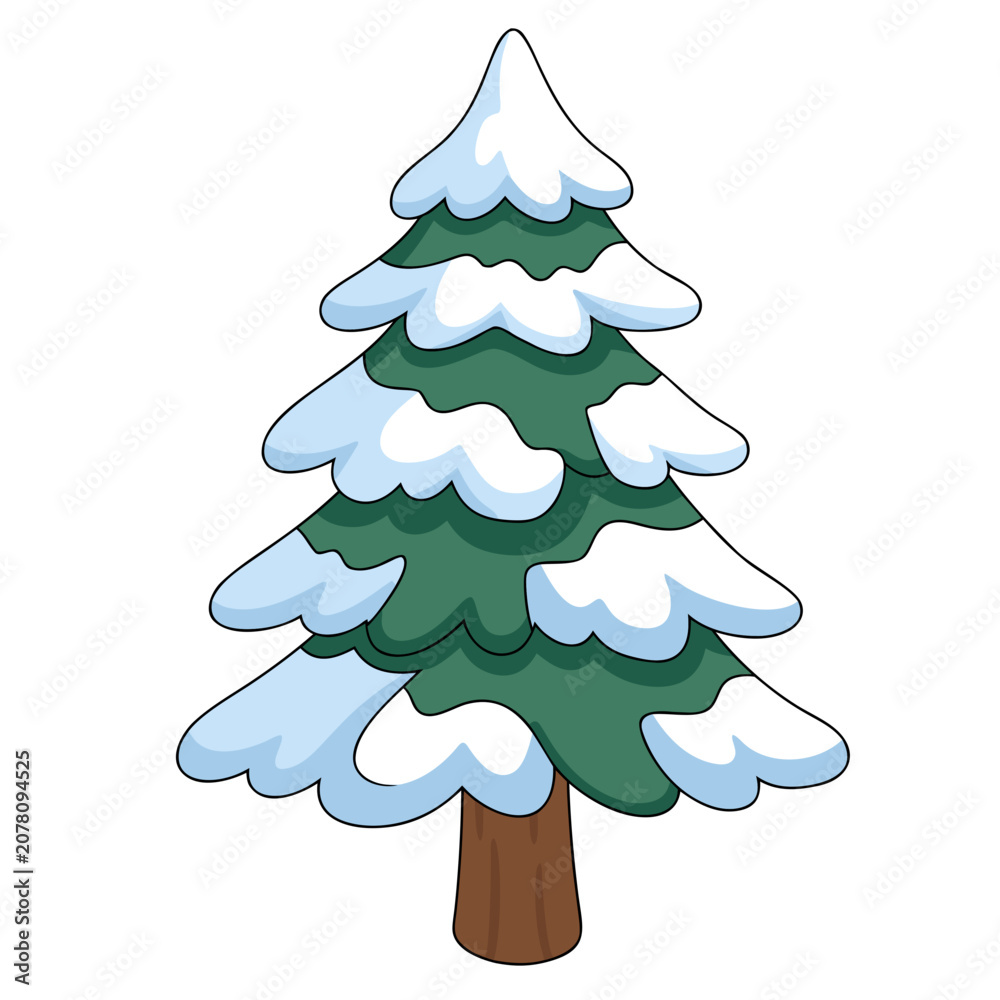 Fototapeta premium Christmas tree covered with the snow