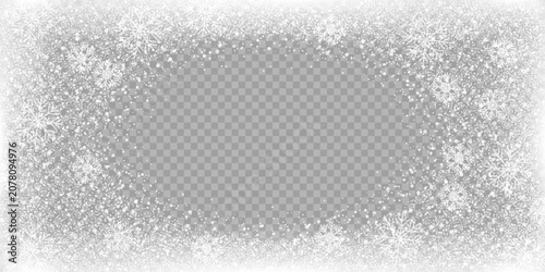 Quadro su tela Snow frozen frame effect on window transparent vector background
