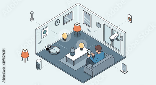 Modern smart home control panel with family interaction.