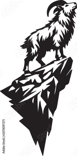 Mountain Goat Standing on Rocky Peak
