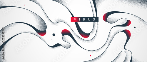 Slika na platnu Abstract vector background, curvy lines in dynamic motion wallpaper, lifeform mutation concept, virus and biology, minimal vector art