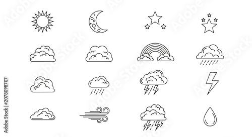 Weather Forecast Symbols Icons Set