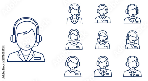 Customer Service Representatives Wearing Headsets