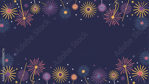 A vibrant nighttime celebration with colorful fireworks exploding in the sky.
