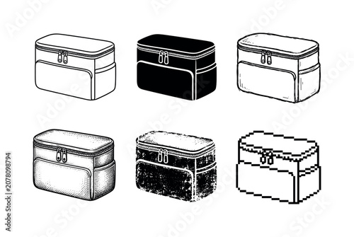 Variety of stylish storage bags in different artistic styles