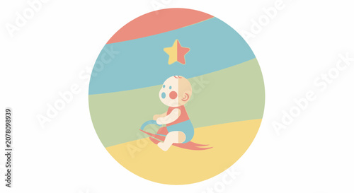 Adorable baby reaching for a star.