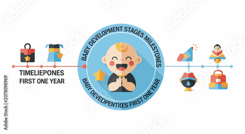 Baby Development Milestones First Year Timeline Infographic.