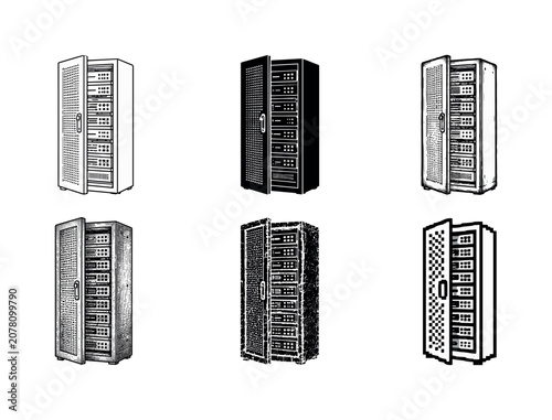 Various styles of lockers in different artistic representations