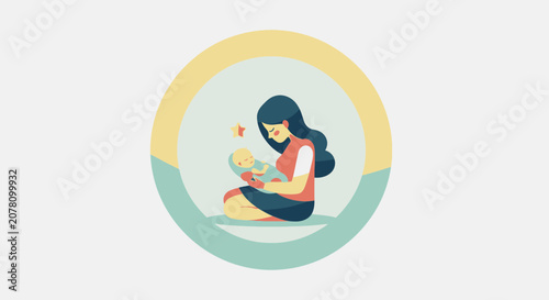 Mother holding her baby with love and care.
