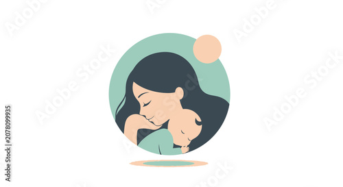Mother holding her baby with love and tenderness.