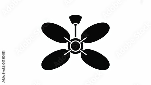 A minimalist black and white ceiling fan logo design