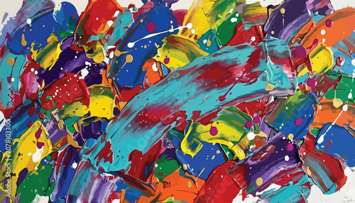 Obraz na plátne Colorful abstract paint strokes and splatters vibrant vector illustration abstra