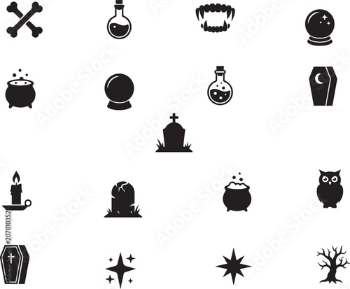 Spooky Halloween Silhouette Vector Icon and Element Mega Collection