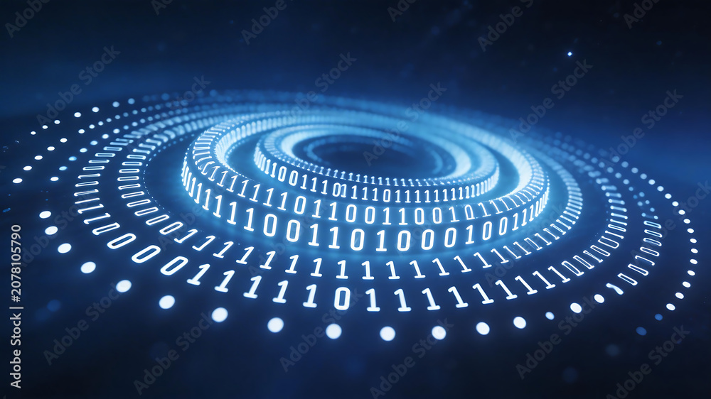 Fototapeta premium Binary code spiral in digital space