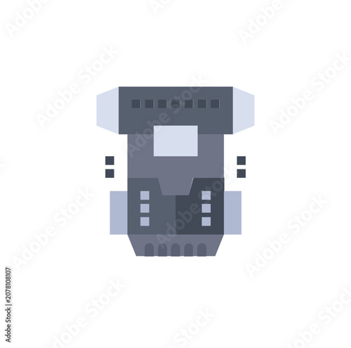Cuadro en lienzo Sci-Fi Spaceship Starfighter Top View Vector Illustration